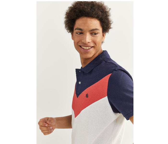 Springfield SS20 Basic Solid Slim Fit Polo T-Shirt XXX-Large For Men – Navy and White - Zoom Image 1