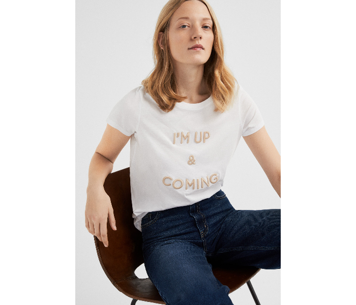 Springfield SS19 Short Sleeve Fancy T-Shirt Medium For Women - Off White - Zoom Image 1