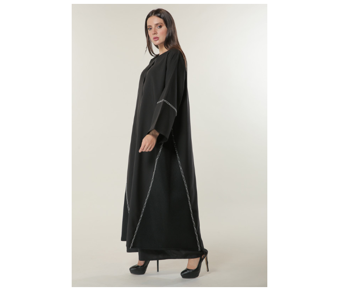 Moistreet Large Black Abaya with Handwork - Zoom Image 2