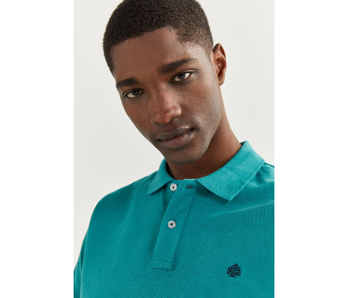 Springfield SS20 Basic Solid Slim Fit Polo T-Shirt Small For Men – Dark Cyan - Zoom Image 4