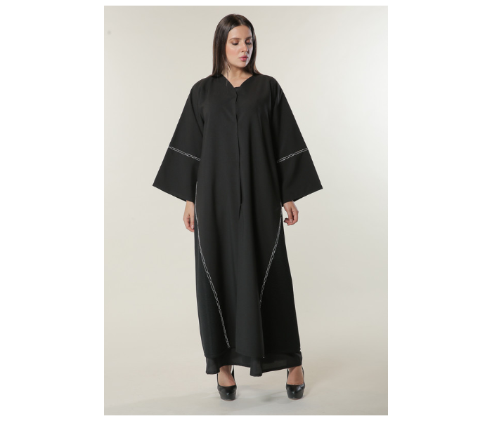 Moistreet Extra Large Black Abaya with Handwork - Zoom Image 1