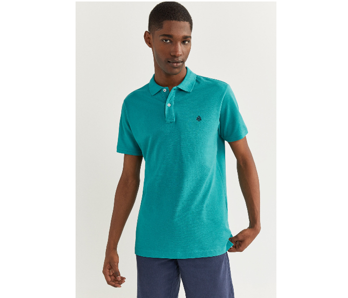 Springfield SS20 Basic Solid Slim Fit Polo T-Shirt Large For Men – Dark Cyan - Zoom Image 2