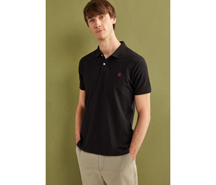 Springfield SS20 Basic Solid Slim Fit Polo T-Shirt X-Small For Men - Black - Zoom Image 1