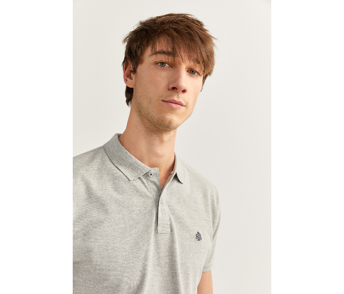 Springfield SS20 Basic Solid Slim Fit Polo T-Shirt Small For Men – Light Grey - Zoom Image 1