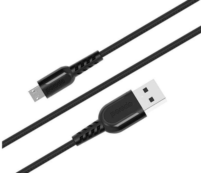 Porodo 1.2 Meter Metal Braided Micro USB Cable - Black - Zoom Image