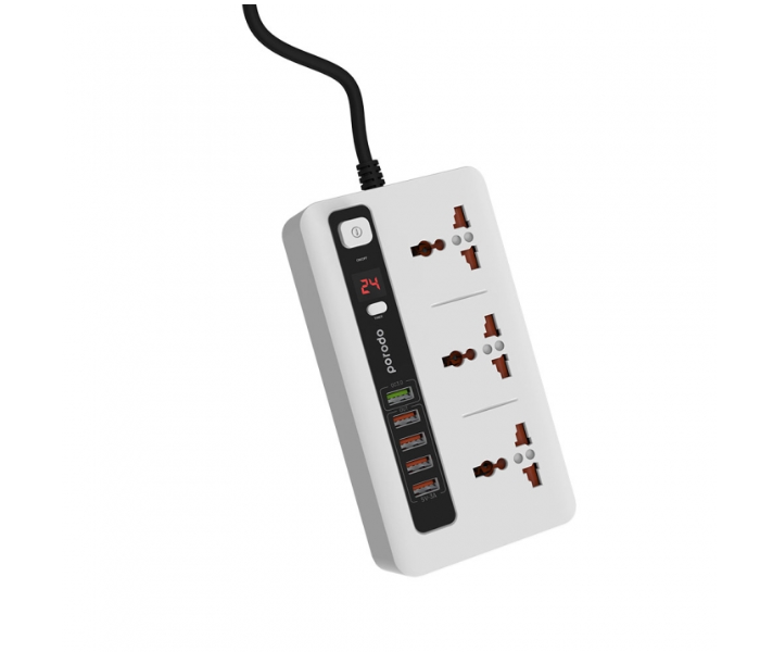 Porodo Multi Function Power Hub with Timer - White - Zoom Image