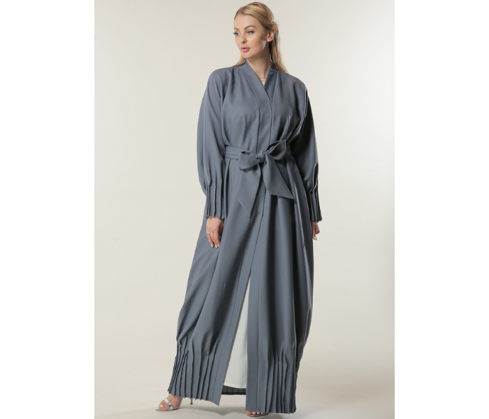 Moistreet Extra LargeGrey Abaya with Pleated Hem and Sleeves - Zoom Image 1