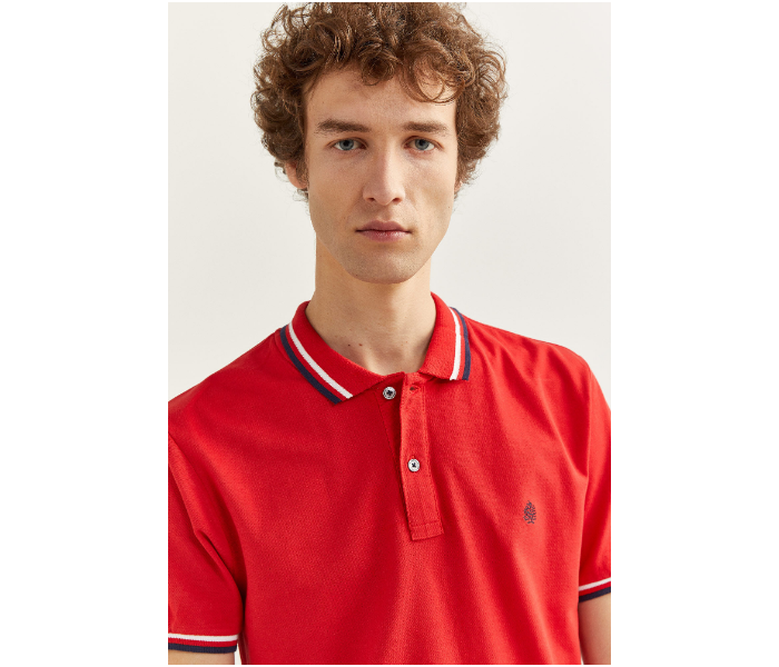 Springfield SS20 Basic Slim Fit Polo T-Shirt With Tipping Large For Men - Red - Zoom Image 1