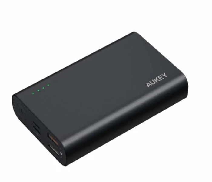 Aukey XD12B 10000mAh Aluminium USB-C Power Bank with Quick Charge 3.0 1 x USB-A to USB-C Cable - Black - Zoom Image 1