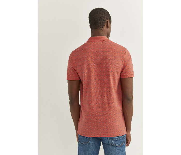 Springfield SS20 Basic Slim Fit Polo Dotted T-Shirt X-Large For Men – Dark Peach - Zoom Image 4