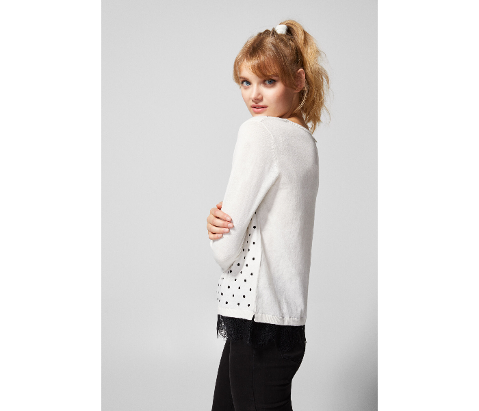 Springfield AW18 Long Sleeve Knitwear Small For Women - White And Black - Zoom Image 3