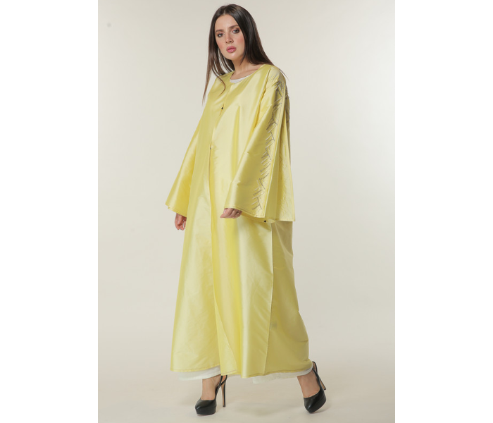 Moistreet Extra LargeYellow Abaya with Embellished Sleeves - Zoom Image 1