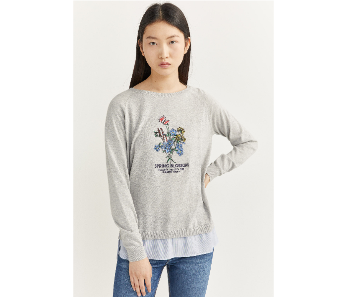 Springfield SS20 Long Sleeve Knitwear Medium For Women - Light Grey - Zoom Image 4