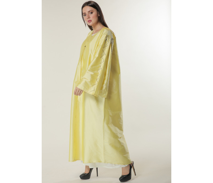 Moistreet Large Yellow Abaya with Embellished Sleeves - Zoom Image 2