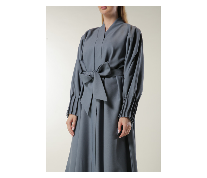 Moistreet Small Grey Abaya with Pleated Hem and Sleeves - Zoom Image 4