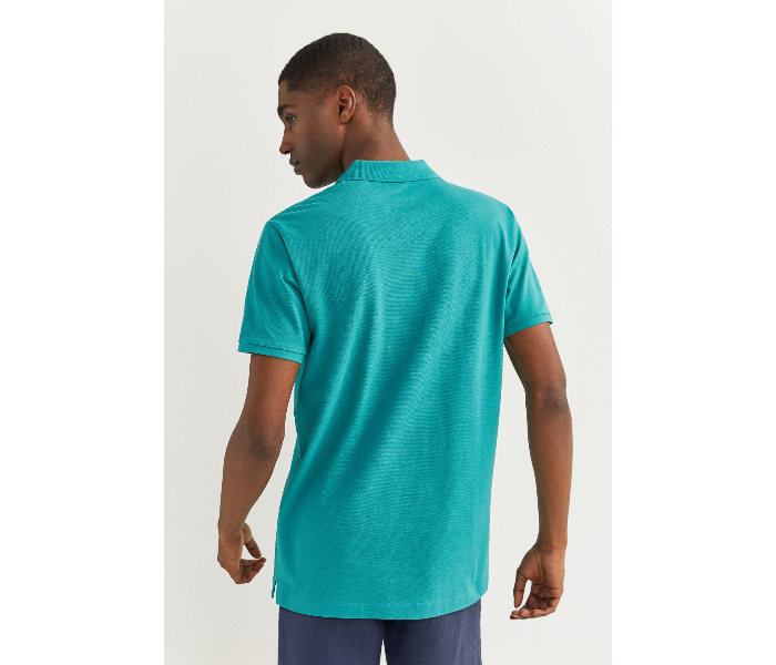 Springfield SS20 Basic Solid Slim Fit Polo T-Shirt Medium For Men – Dark Cyan - Zoom Image 3