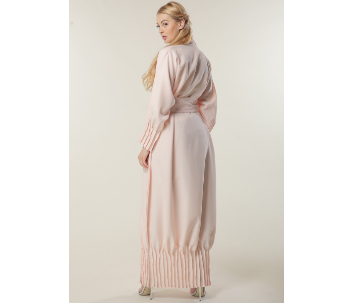 Moistreet Double XL Peach Abaya with Pleated Hem and Sleeves - Zoom Image 3