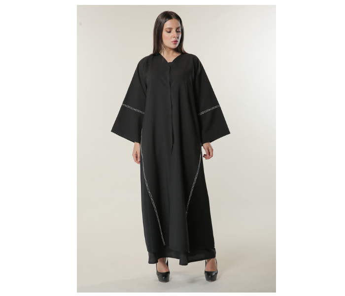 Moistreet Double XL Black Abaya with Handwork - Zoom Image 1