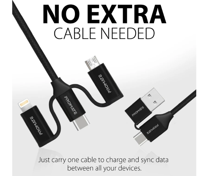 Promate 6 In 1 Hybrid Multi Connector Cable - Black - Zoom Image 5