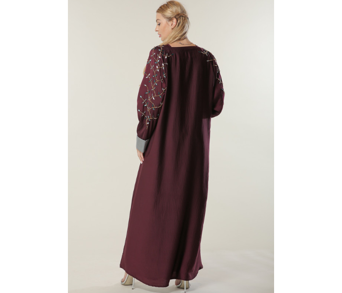 Moisteert Small Maroon Abaya with Handwork - Zoom Image 3