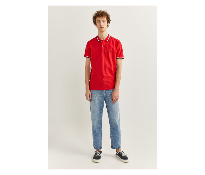 Springfield SS20 Basic Slim Fit Polo T-Shirt With Tipping Medium For Men - Red - Zoom Image 3