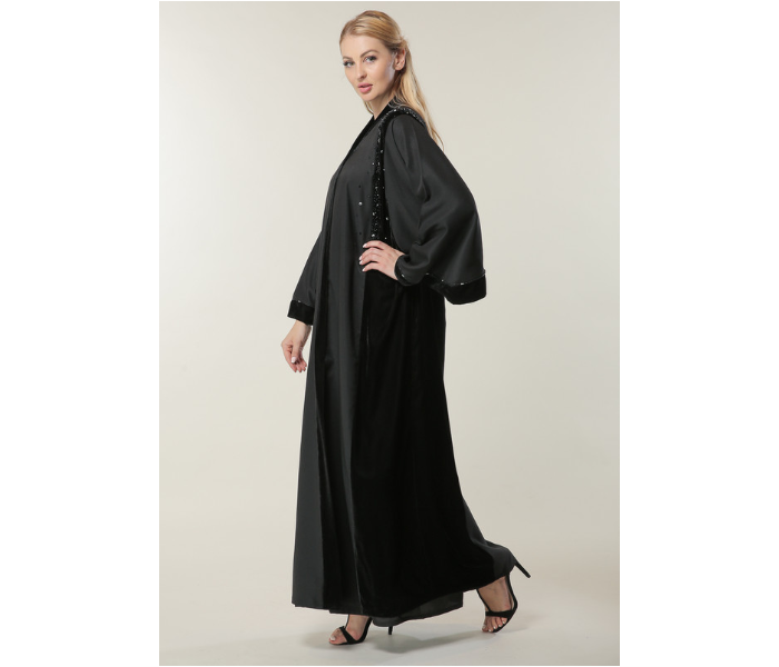 Moistreet Extra Small Black Abaya with Abstract Handwork - Zoom Image 2