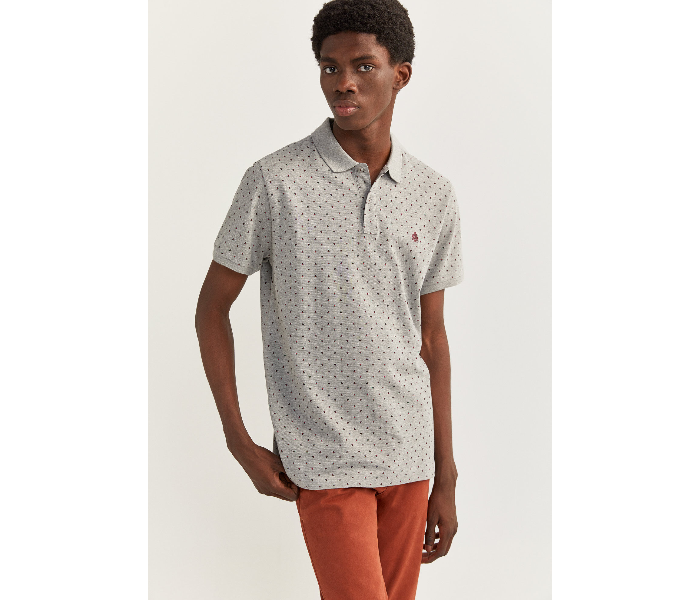 Springfield SS20 Basic Dotted Slim Fit Polo T-Shirt Small For Men - Grey - Zoom Image 3