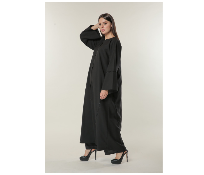 Moistreet Large Black Formal Abaya with Handwork - Zoom Image 2