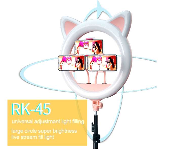 TikTok RK45 20-Inch Ring-Shaped On-Site Fill Light Large Aperture Anchor Beauty HD Lights Cute Cat Ears - Zoom Image 1