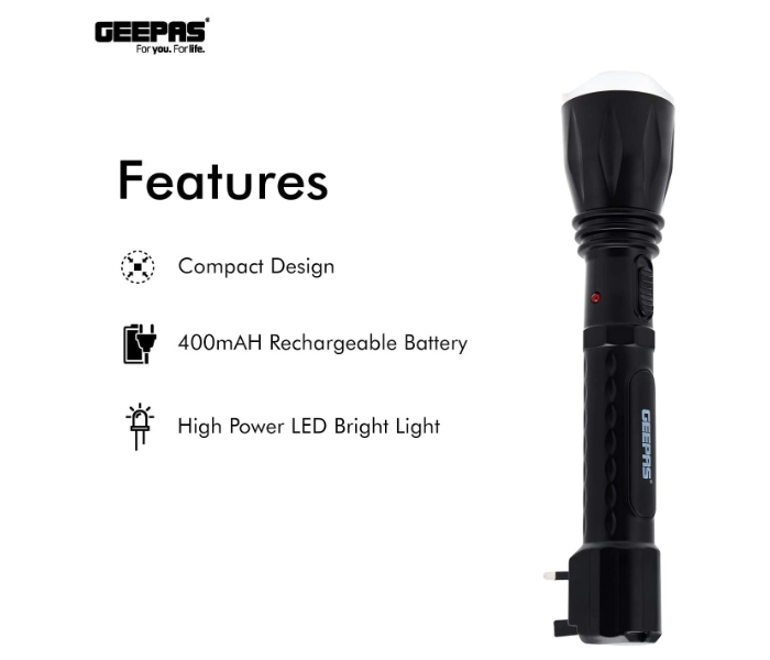 Geepas Torch GFL5578 4V 400 mAh Rechargeable LED Flashlight - Zoom Image 5