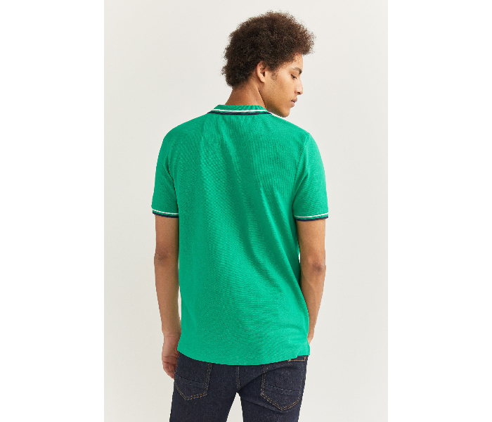 Springfield SS20 Basic Slim Fit Polo T-Shirt With Tipping Large For Men - Green - Zoom Image 4