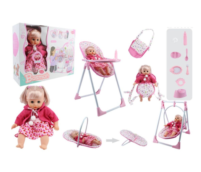 Basmah 14 Inch Doll Set With Sound - Pink - Zoom Image 2