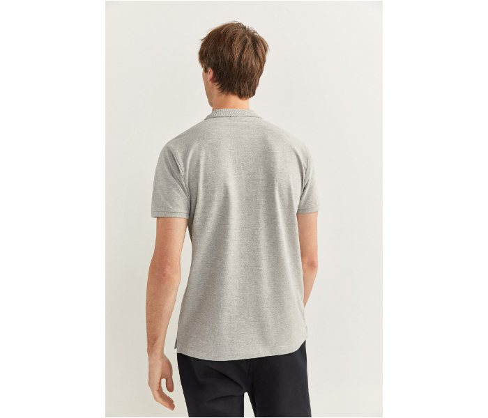 Springfield SS20 Basic Solid Slim Fit Polo T-Shirt Medium For Men – Light Grey - Zoom Image 4