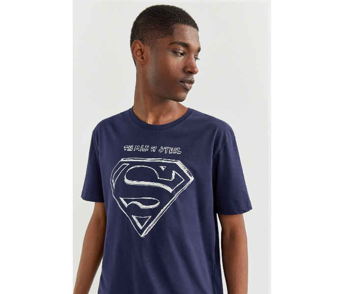 Springfield SS20 Regular fit Superman Print T-Shirt Medium For Men - Dark Blue - Zoom Image 2