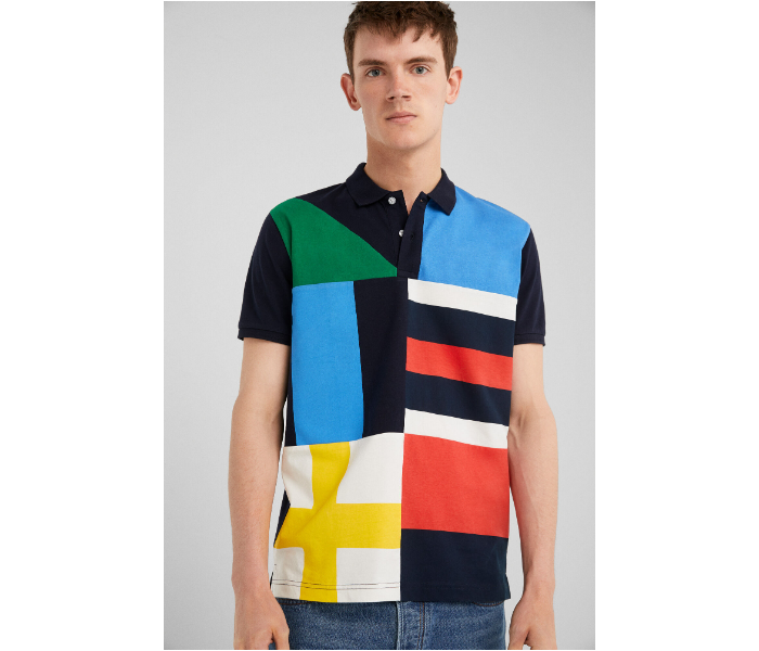 Springfield SS19 Polo Fancy T-Shirt Large For Men - Blue And Green - Zoom Image 1