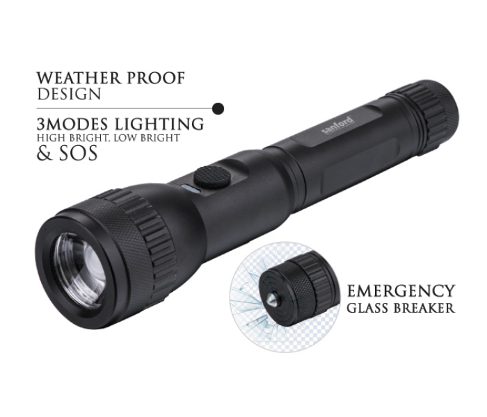 Sanford SF4665SL-1AA USB Rechargeable LED Search Light With Emergency Glass Breaker - Black - Zoom Image 1