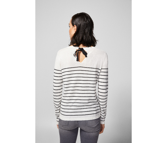 Springfield AW18 Long Sleeve Knitwear Large For Women - Black And White - Zoom Image 4