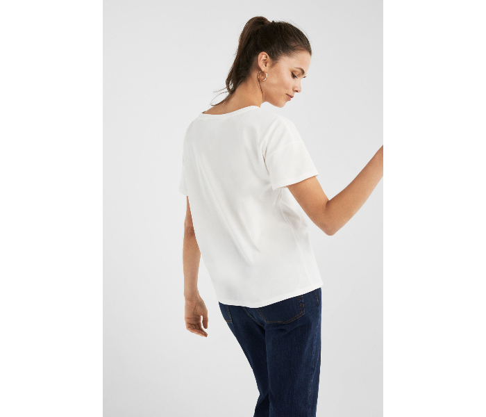 Springfield AW19 Short Sleeve Fancy T-Shirt Small For Women - White And Blue - Zoom Image 2