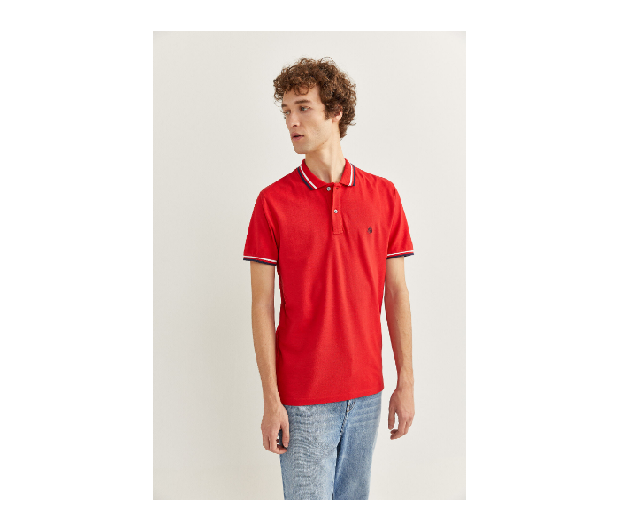 Springfield SS20 Basic Slim Fit Polo T-Shirt With Tipping Medium For Men - Red - Zoom Image 2