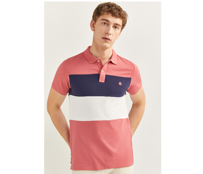 Springfield SS20 Basic Slim Fit Polo Block T-Shirt Medium For Men – Light Pink - Zoom Image 4