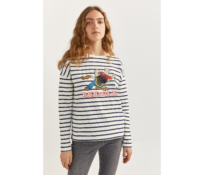 Springfield SS20 Full Sleeve Sweat Shirt Medium For Women - Black and White - Zoom Image 2