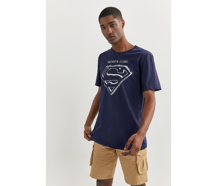 Springfield SS20 Regular fit Superman Print T-Shirt Medium For Men - Dark Blue - Zoom Image 1