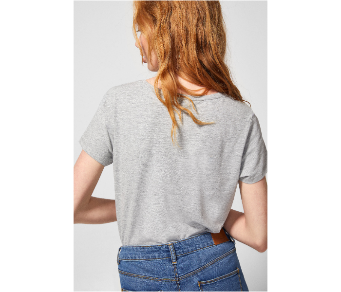 Springfield AW18 Plain Short Sleeve T-Shirt Small For Women - Light Grey - Zoom Image 2