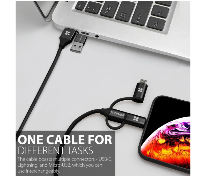 Promate 6in1 Hybrid Multi Connector Cable - Black - Zoom Image 7