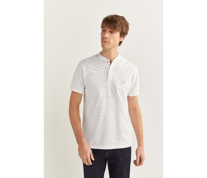 Springfield SS20 Basic Dotted Slim Fit Polo T-Shirt Large For Mens - White - Zoom Image 2