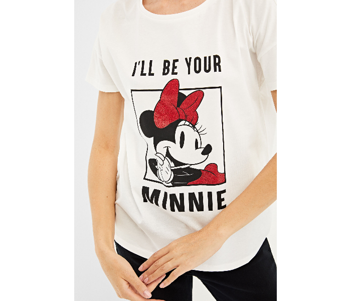 Springfield Short Sleeve Minnie Printed T-Shirt Medium For Women - White - Zoom Image 2