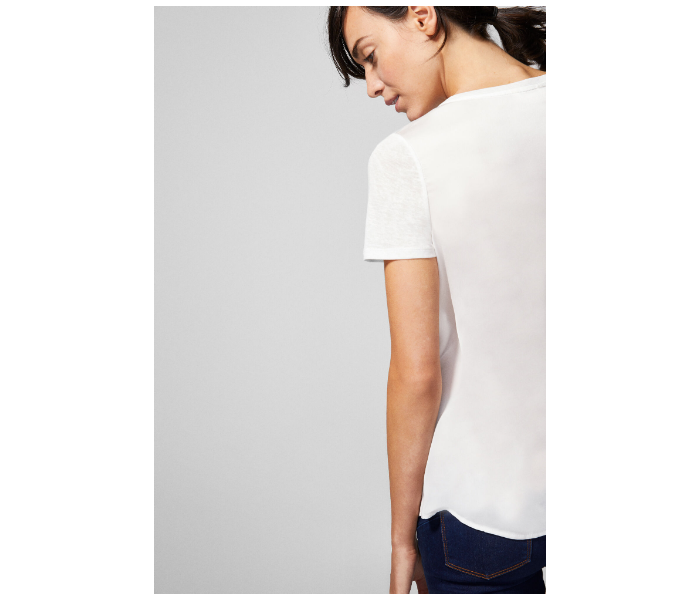 Springfield AW18 Plain Short Sleeve T-Shirt Small For Women - White - Zoom Image 3