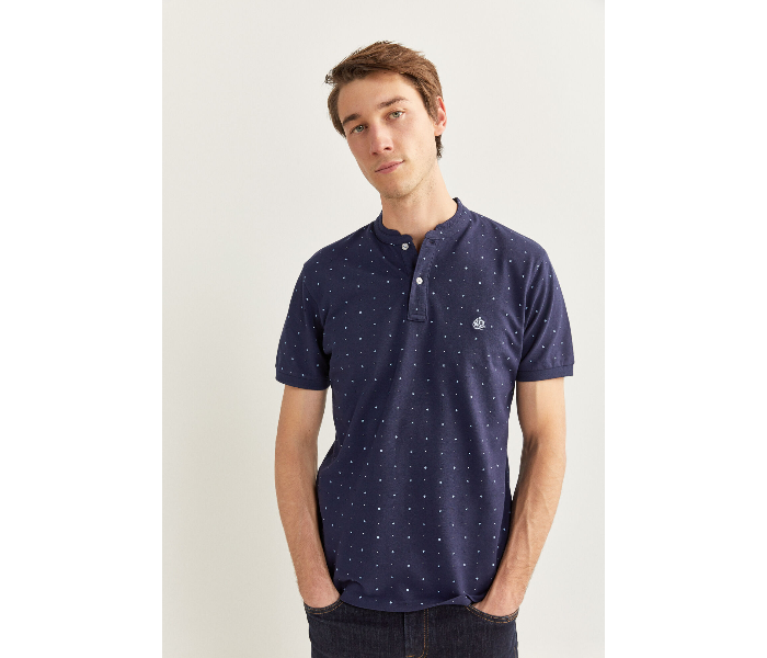 Springfield SS20 Basic Dotted Slim Fit Polo T-Shirt Medium For Men – Dark Blue - Zoom Image 4