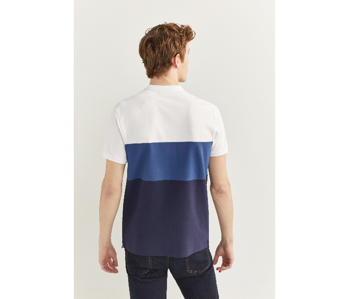 Springfield SS20 Basic Slim Fit Block Polo T-Shirt XXX-Large For Men - White and Blue - Zoom Image 2