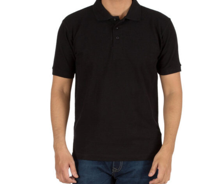 Premium Honey Comb Polo T-Shirt for XL Men - Black - Zoom Image